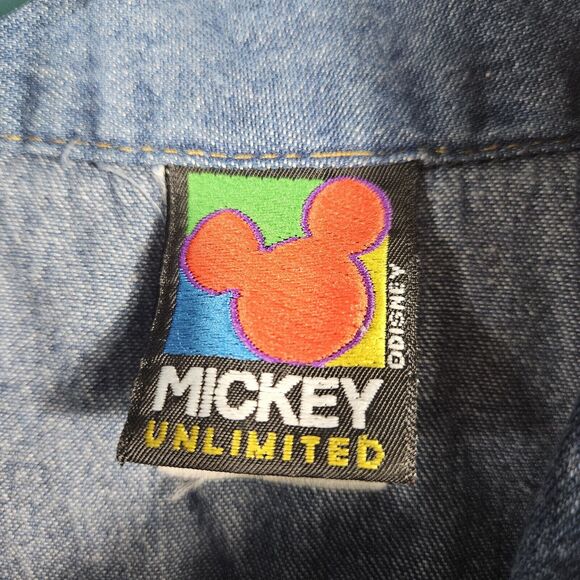Vintage 90's Mickey Unlimited Mickey Pocket Denim Shirt Unisex Small Disney - Picture 5 of 7